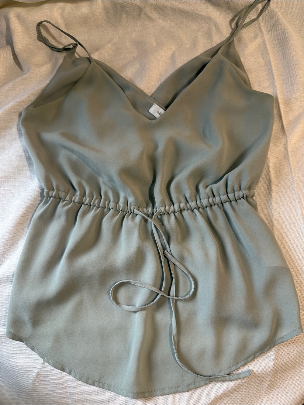 Babaton Light Sage Green V-Neck Spaghetti Strap Camisole